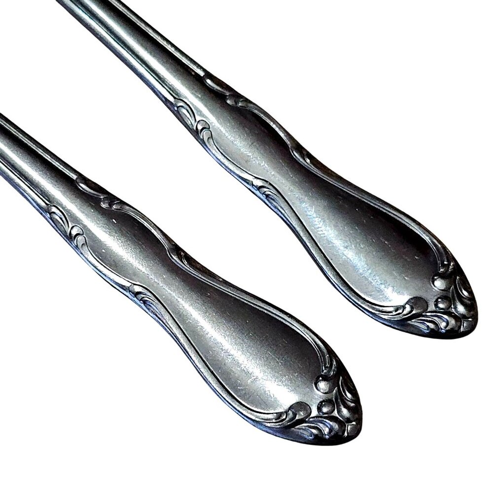 2 Oneida Homestead Ice Tea Spoons 7.5" Floral Vintage Rogers Co stainless - Picture 2 of 10